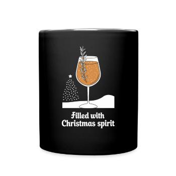 Filled with Christmas spirit - Full Colour Mug - black - Front