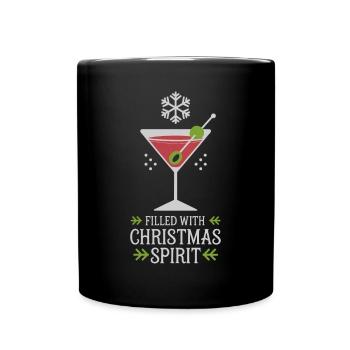 Filled with Christmas spirit cocktail - Full Colour Mug - black - Front