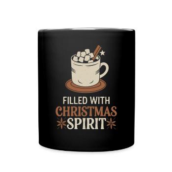 Filled with Christmas spirit and hot - Full Colour Mug - black - Front