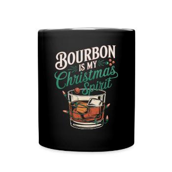Bourbon Ist Mein Weihnachtsgeist - Tasse einfarbig - Schwarz - Vorne