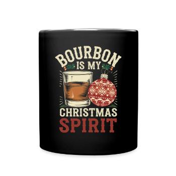 Bourbon Ist Mein Weihnachtsgeist - Tasse einfarbig - Schwarz - Vorne
