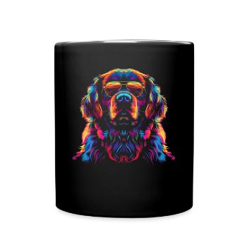 Neufundländer Hund Hundesonnenbrille Popart - Tasse einfarbig - Schwarz - Vorne
