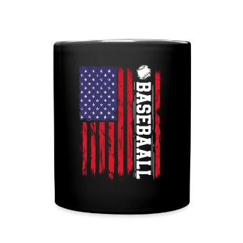 Baseball Sport Baseballspieler Pitcher Catcher USA - Tasse einfarbig - Schwarz - Vorne