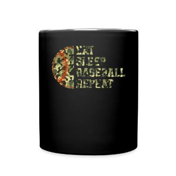 Baseball Sport Baseballspieler Pitcher Catcher USA - Tasse einfarbig - Schwarz - Vorne