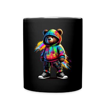 Hip Hop Teddybär Bunte Urban Rap Music - Tasse einfarbig - Schwarz - Vorne