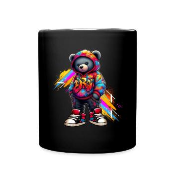 Hip Hop Teddybär Bunte Urban Rap Music - Tasse einfarbig - Schwarz - Vorne