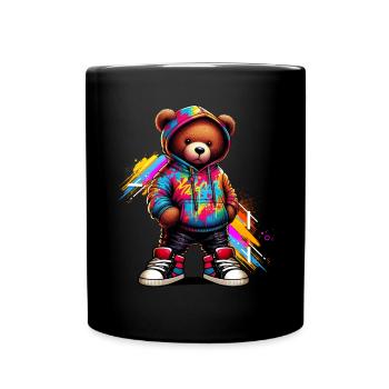 Hip Hop Teddybär Bunte Urban Rap Music - Tasse einfarbig - Schwarz - Vorne