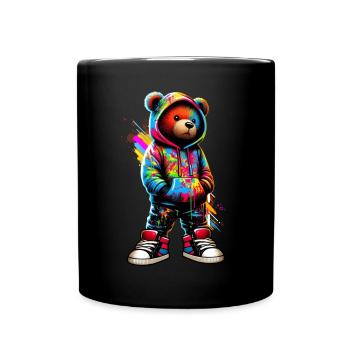 Hip Hop Teddybär Bunte Urban Rap Music - Tasse einfarbig - Schwarz - Vorne