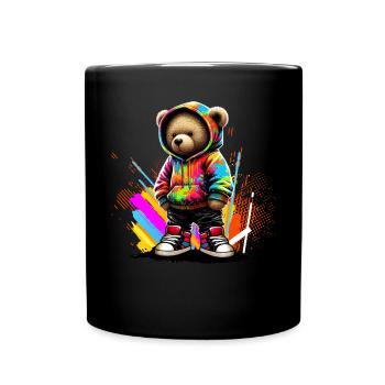 Hip Hop Teddybär Bunte Urban Rap Music - Tasse einfarbig - Schwarz - Vorne