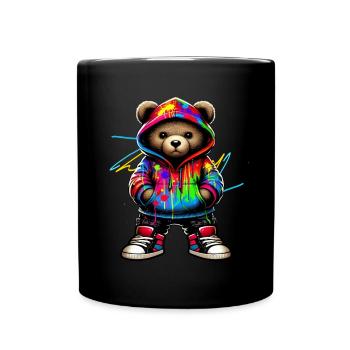 Hip Hop Teddybär Bunte Urban Rap Music - Tasse einfarbig - Schwarz - Vorne