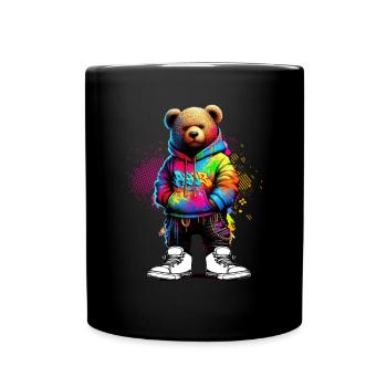 Hip Hop Teddybär Bunte Urban Rap Music - Tasse einfarbig - Schwarz - Vorne