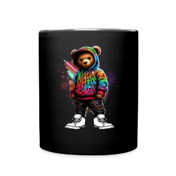 Hip Hop Teddybär Bunte Urban Rap Music - Tasse einfarbig - Schwarz - Vorne