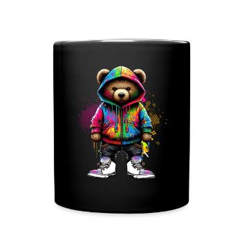 Hip Hop Teddybär Bunte Urban Rap Music - Tasse einfarbig - Schwarz - Vorne