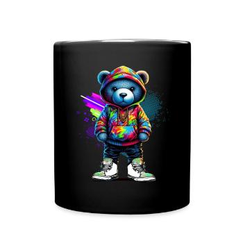 Hip Hop Teddybär Bunte Urban Rap Music - Tasse einfarbig - Schwarz - Vorne