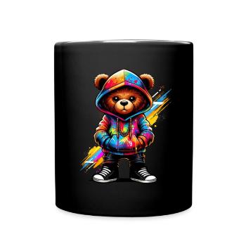 Hip Hop Teddybär Bunte Urban Rap Music - Tasse einfarbig - Schwarz - Vorne