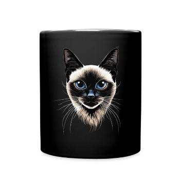 Siamkatze Siam Katze Siamese Cat Siamesen Katzen - Tasse einfarbig - Schwarz - Vorne