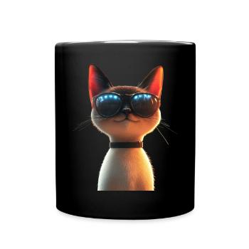 Siamkatze Siam Katze Siamese Cat Siamesen Katzen - Tasse einfarbig - Schwarz - Vorne