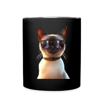 Siamkatze Siam Katze Siamese Cat Siamesen Katzen - Tasse einfarbig - Schwarz - Vorne
