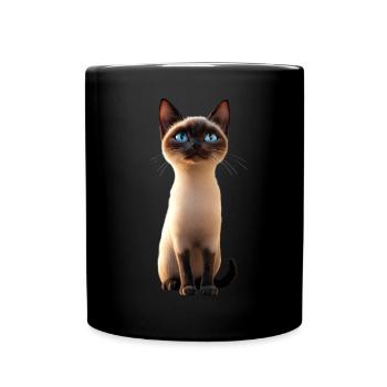 Siamkatze Siam Katze Siamese Cat Siamesen Katzen - Tasse einfarbig - Schwarz - Vorne
