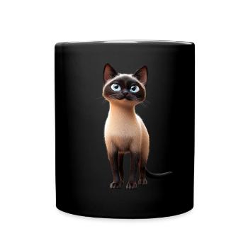 Siamkatze Siam Katze Siamese Cat Siamesen Katzen - Tasse einfarbig - Schwarz - Vorne