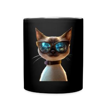 Siamkatze Siam Katze Siamese Cat Siamesen Katzen - Tasse einfarbig - Schwarz - Vorne