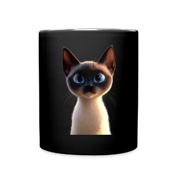 Siamkatze Siam Katze Siamese Cat Siamesen Katzen - Tasse einfarbig - Schwarz - Vorne