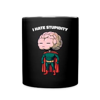 I Hate Stupidity Sarcasm Cartoon Brain Cartoon - Full Colour Mug - black - Front