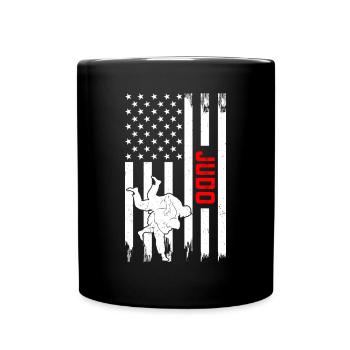 Judo Fighter Judo Martial Arts Judo US Flag Judo - Full Colour Mug - black - Front
