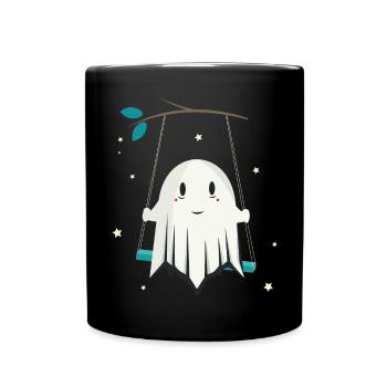 Fröhlicher Geist auf der Schaukel mit Sterne - Tasse einfarbig - Schwarz - Vorne