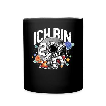 2. Geburtstag Jungen 2 Jahre Astronaut Geburtstag - Tasse einfarbig - Schwarz - Vorne