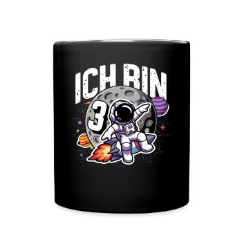 3rd Birthday Boys 3 Years Astronaut Birthday - Full Colour Mug - black - Front