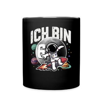 6th Birthday Boys 6 Years Astronaut Birthday - Full Colour Mug - black - Front
