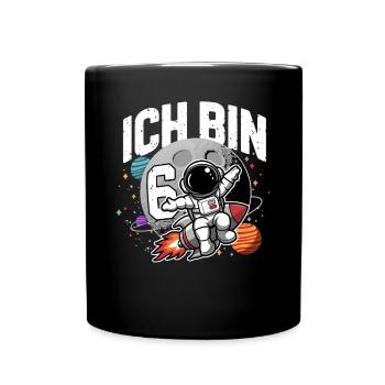 6. Geburtstag Jungen 6 Jahre Astronaut Geburtstag - Tasse einfarbig - Schwarz - Vorne