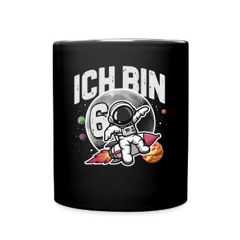 6th Birthday Boys 6 Years Astronaut Birthday - Full Colour Mug - black - Front