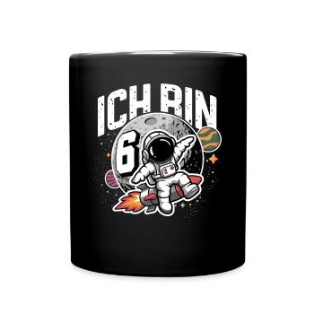 6th Birthday Boys 6 Years Astronaut Birthday - Full Colour Mug - black - Front