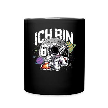 6. Geburtstag Jungen 6 Jahre Astronaut Geburtstag - Tasse einfarbig - Schwarz - Vorne
