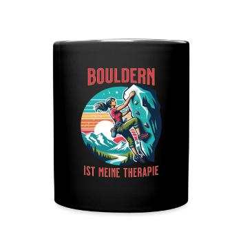 Bouldern ist meine Therapie - Boulderin Geschenk - Tasse einfarbig - Schwarz - Vorne