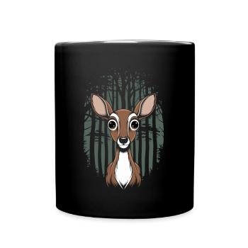 Cottagecore Deer In The Woods Nature Motif - Full Colour Mug - black - Front