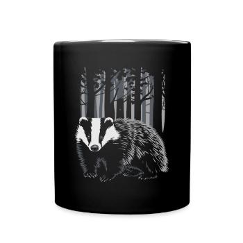 Cottagecore Badger in the Enchanted Forest - Full Colour Mug - black - Front