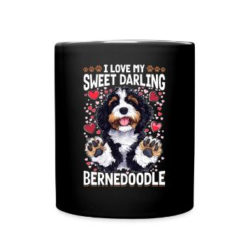 Bernedoodle Dog Breed I Love My Sweet Darling - Full Colour Mug - black - Front