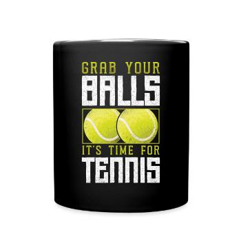 Funny Tennis Player Racket Pun - Full Colour Mug - black - Front