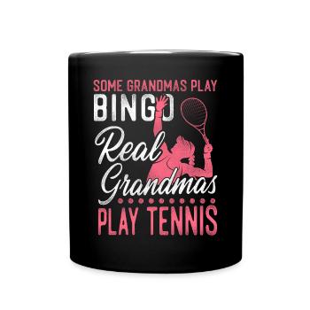 Drôle de joueur de tennis raquette grand-mère - Mug uni - noir - Devant