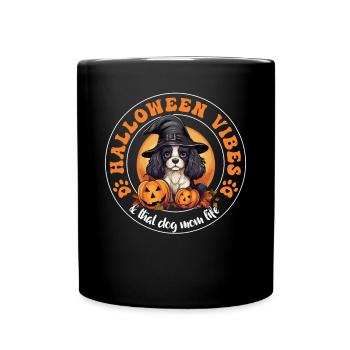 Halloween Witch Hat Pumpkin Dog Cavalier King - Full Colour Mug - black - Front