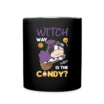 Vache Sorcières Manière Sorcière est le bonbon Joyeux Halloween - Mug uni - noir - Devant