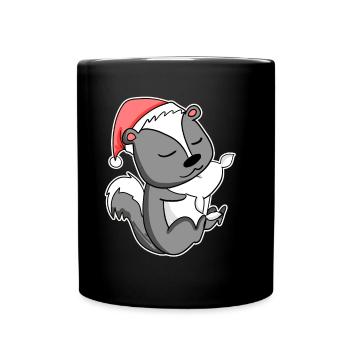 Skunk Mignon Fatigué Dormir À Noël - Mug uni - noir - Devant