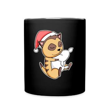 Suricate Mignon Fatigué Dormir à Noël - Mug uni - noir - Devant
