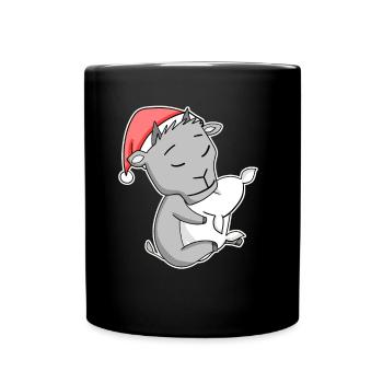 Ziege Niedlich Müde Ausschlafen Weihnachten - Tasse einfarbig - Schwarz - Vorne