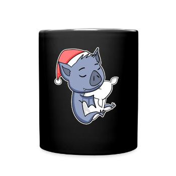 Bat Cute Tired Sleeping In Christmas - Full Colour Mug - black - Front