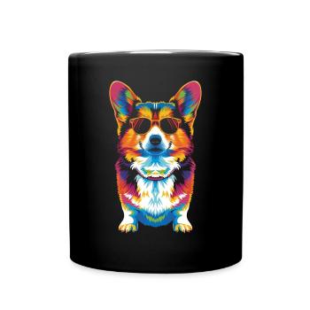 Pembroke Corgi Dog Sunglasses Popart - Full Colour Mug - black - Front