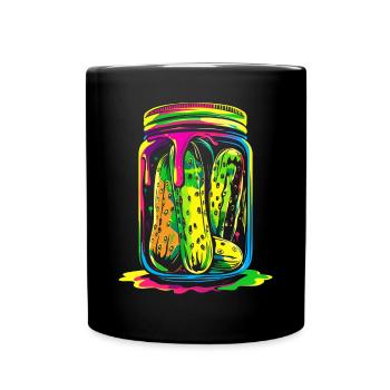 Gurken-Dill-Glas Popart - Tasse einfarbig - Schwarz - Vorne